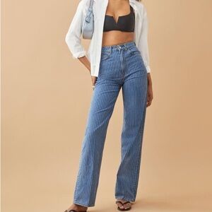 END OF YEAR SALE Reformation Hailey Pinstripe High Waist Jeans